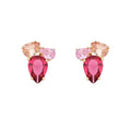 Brincos Dionne Dourados com Zircónia Redonda Rosa Pastel