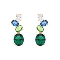 Brincos Galia Dourados com Zircónia Redonda Verde Esmeralda