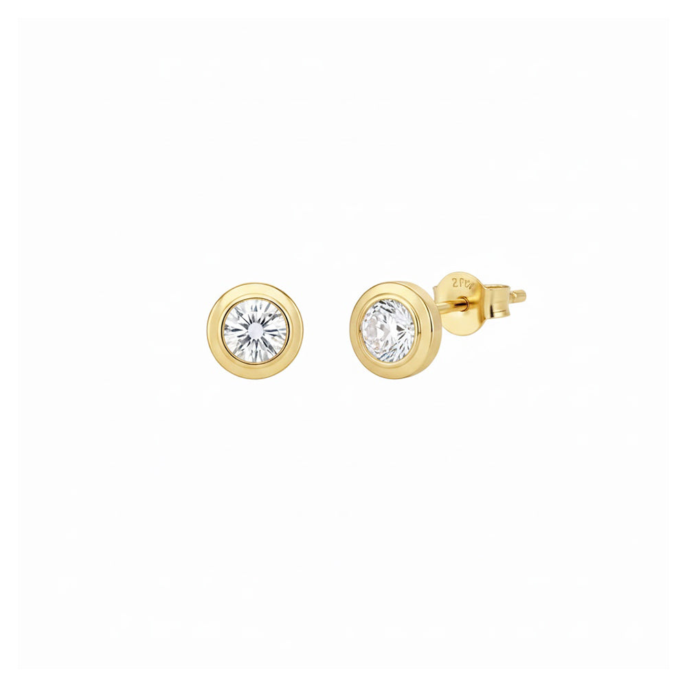 Simona Gold Solitaire Bezel Earring