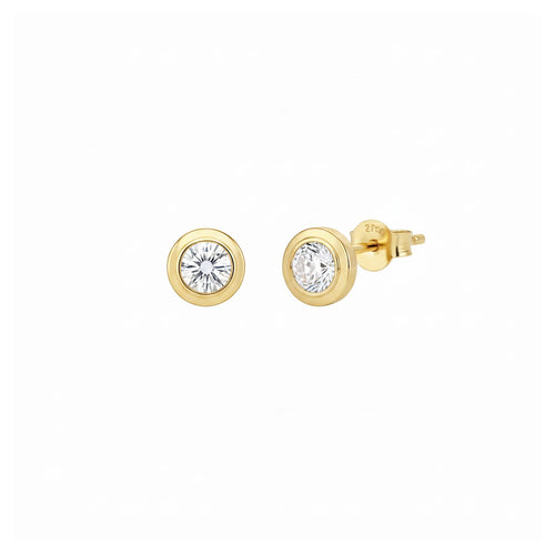 Simona Gold Solitaire Bezel Earring