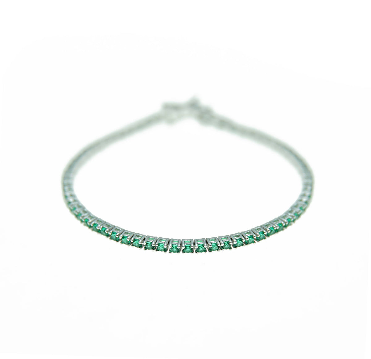 Sterling Silver Emerald Cz Tennis Bracelet