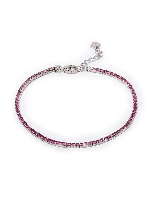 Ruby Cz Sterling Silver Tennis Bracelet