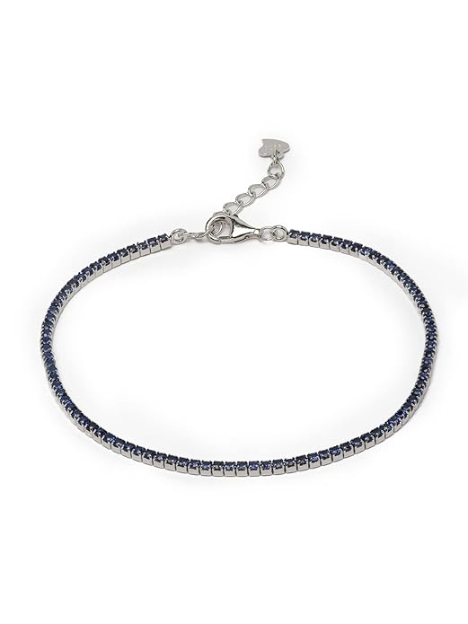 Blue Saphhire Cz Sterling Silver Tennis Bracelet