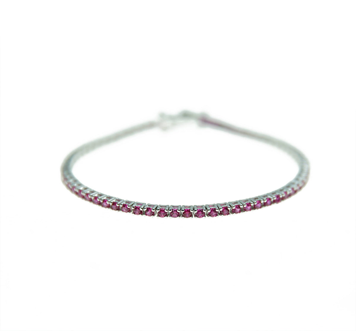 Sterling Silver Ruby Cz Tennis Bracelet